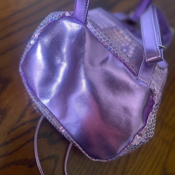 Lilac sequin Bucket mini Backpack Violet Purple - Picture 4 of 5